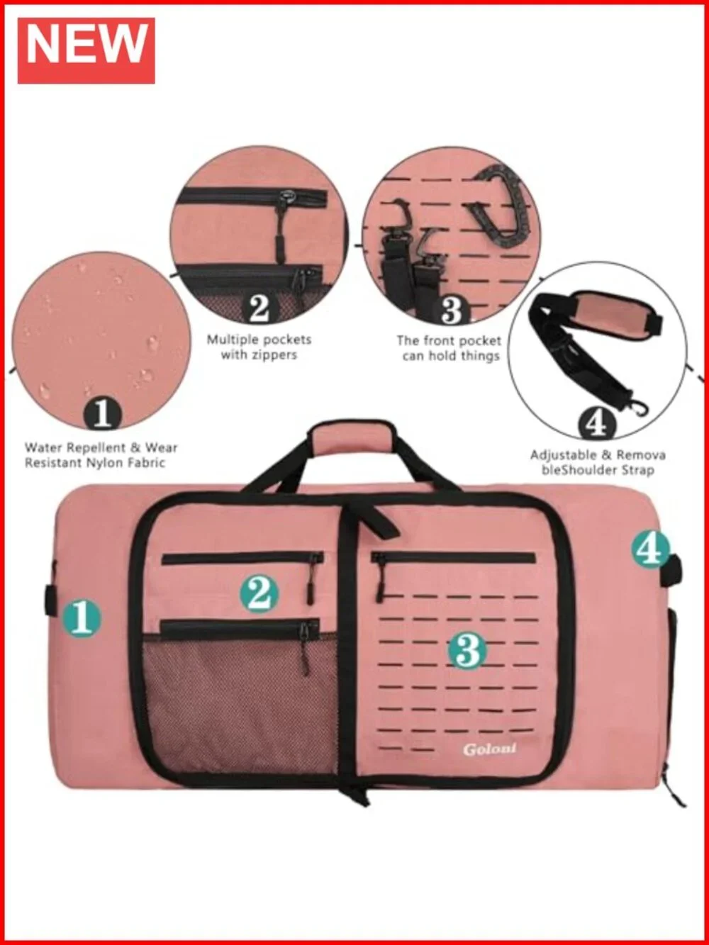 Foldable Travel Duffel Bag Waterproof with Shoe Compartment 80L Large